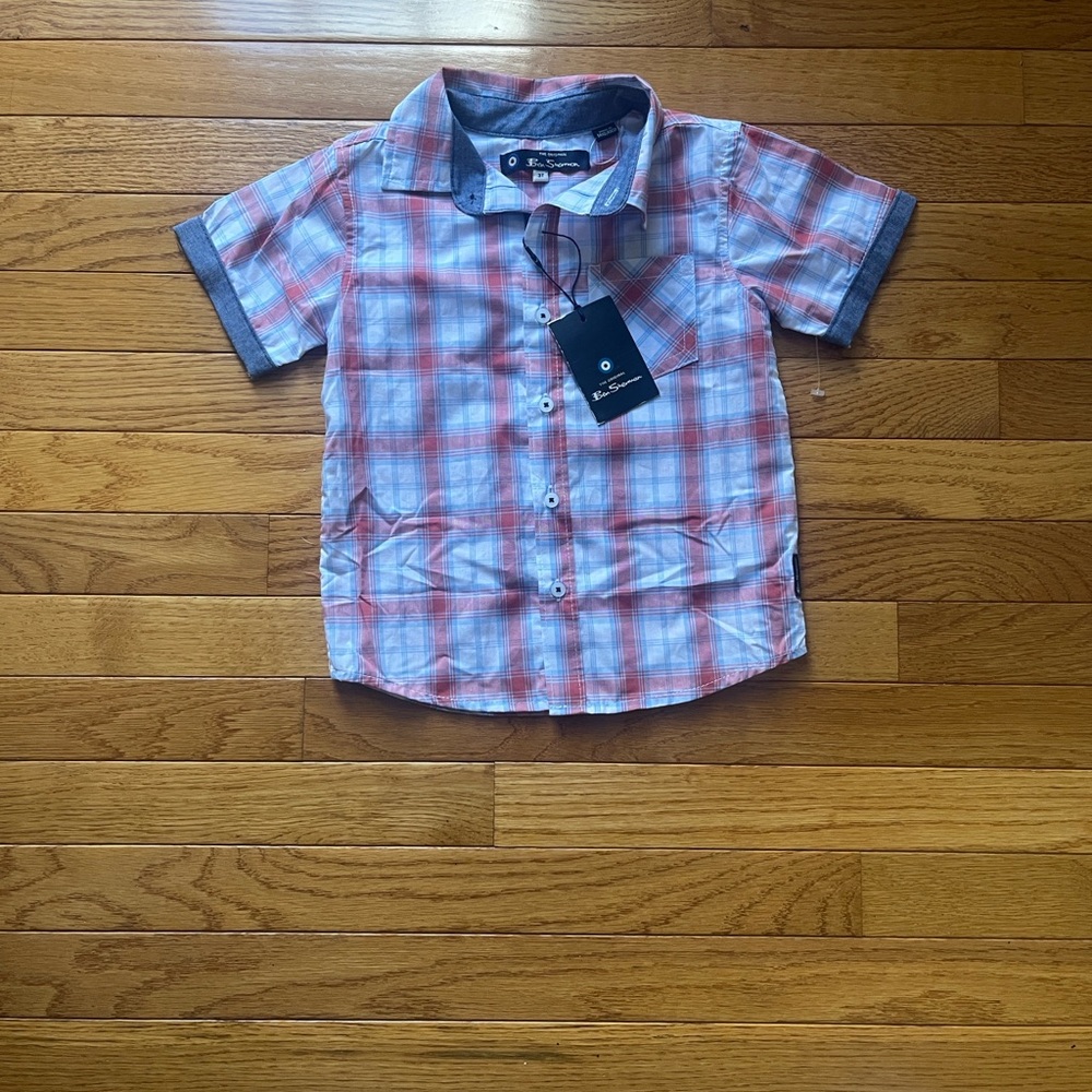 Ben Sherman Kids Checkered Button Down Shirt - Red and Blue